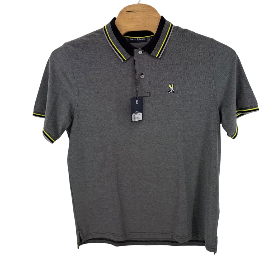 Psycho‎ Bunny Mens Apple Valley Birdseye Pique Polo Griffin Grey Neon XL 7 NWT